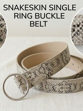 Faux Snakeskin Belt With Silver Single O-Ring Bucle